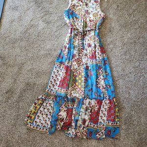 Calvin Klein Floral Patchwork Maxi Dress Size L NWT